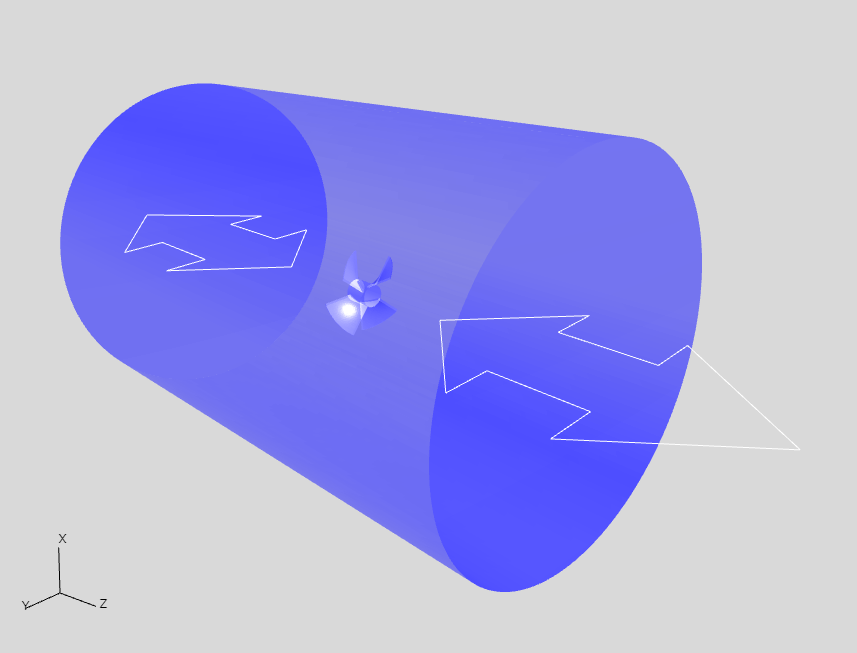 3Dビュー上での流入境界と流出境界の表示